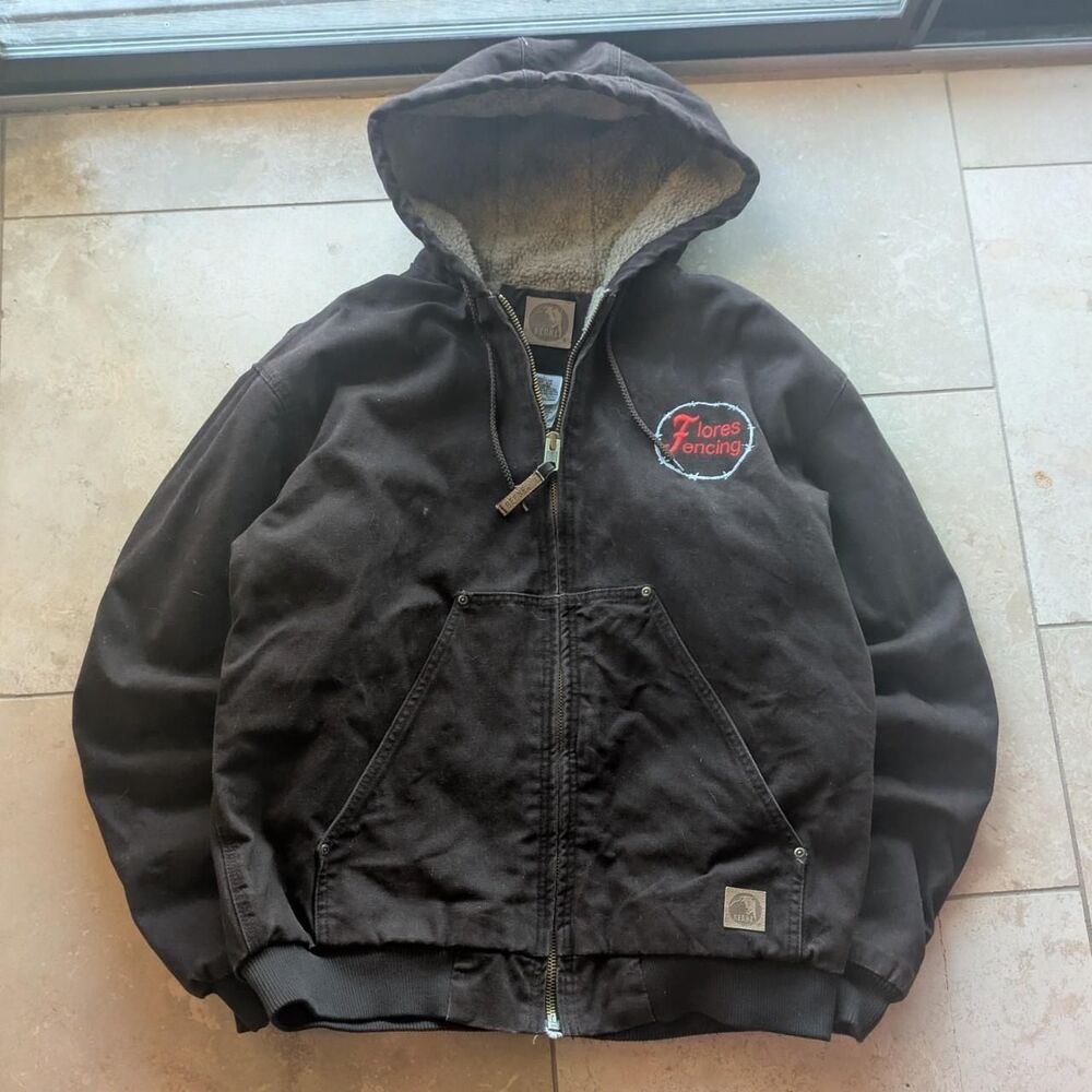 Vintage 90s Berne Brown Hooded Work Jacket Sherpa Lined Full Zip